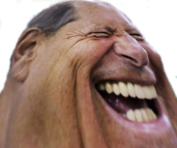 Stretched laughing face